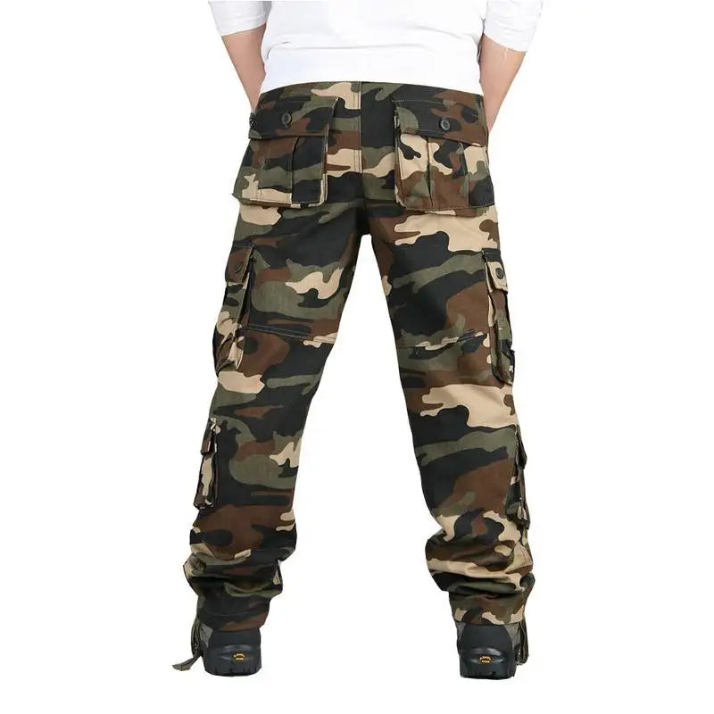 Men's Tactical Camouflage Overalls High-Quality Cotton Multi-Pocket Trousers Sports Training Casual Work Pants