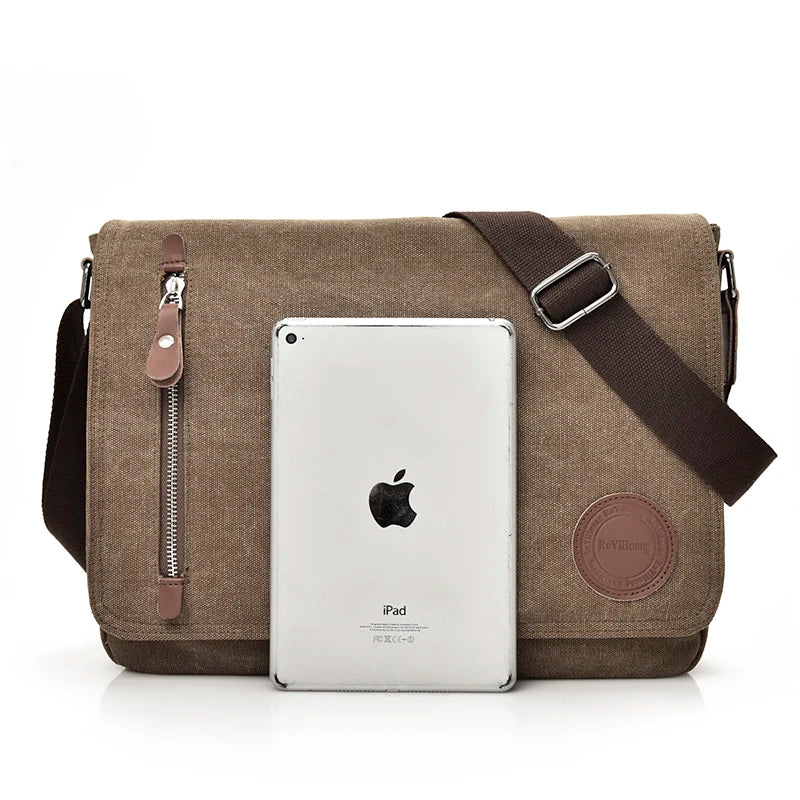 2023 Men Bags Male Canvas Shoulder Bags Unisex Crossbody Messenger Bags Large Retro Satchels for Travel Envelope Briefcase