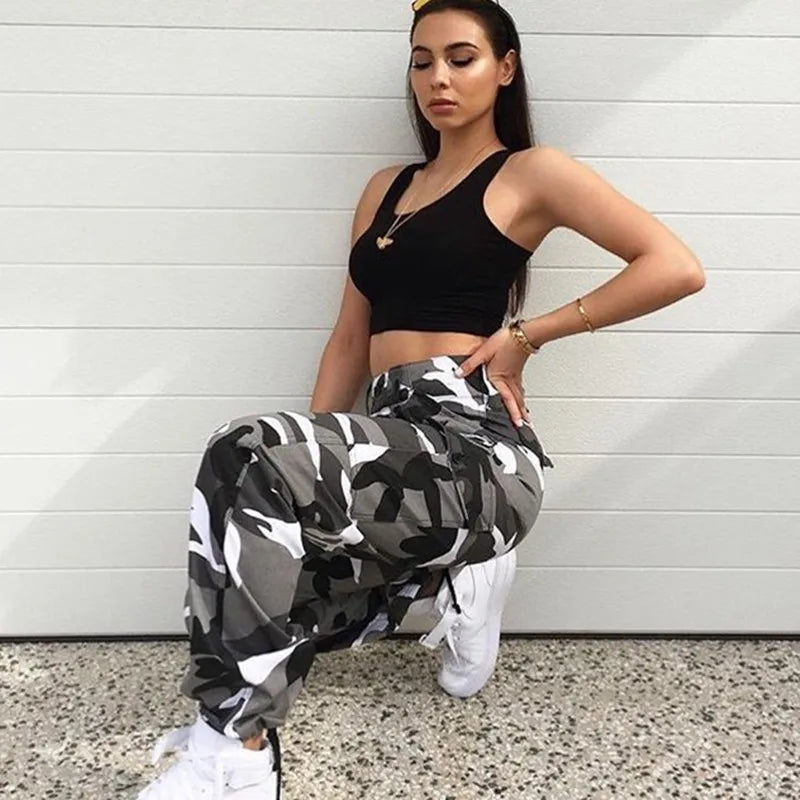 Womens Camo Cargo Trousers Casual Pants Ladies Military Army Combat Camouflage Pant