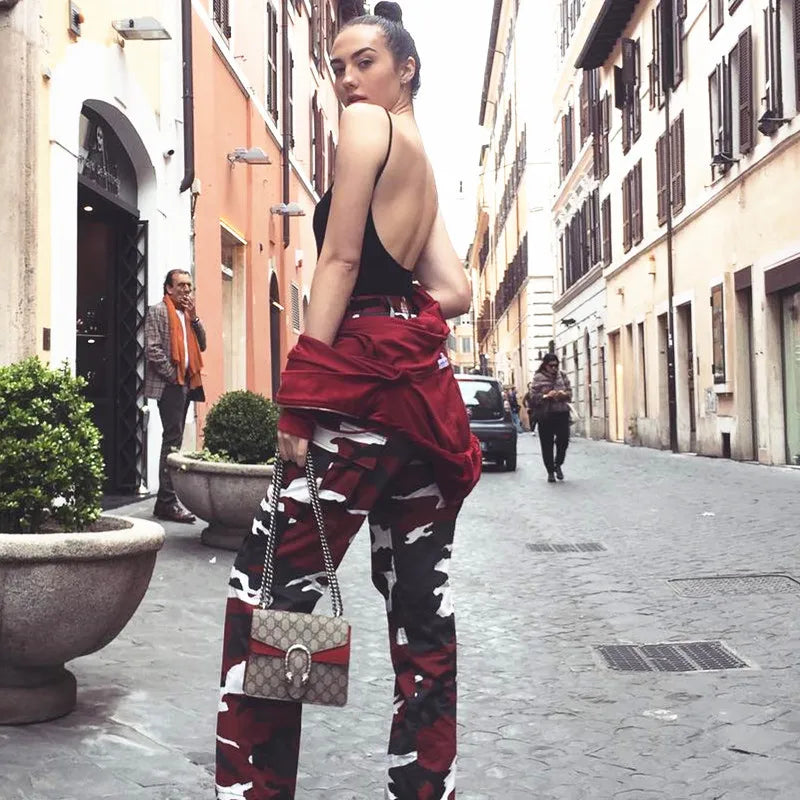 Womens Camo Cargo Trousers Casual Pants Ladies Military Army Combat Camouflage Pant
