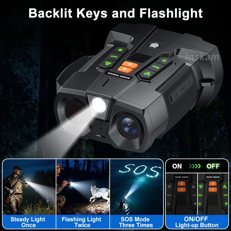 4K Night Vision Binoculars 4.5inch Big Screen Night Vision Goggles 5000mAh 800m Full Dark Infrared Night Vision Telescope Goggle