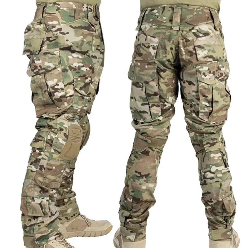 Multicam Pants +Knee Pads Men Tactical Combat Cargo Camo Trousers Trainning Hunting Clothes Quick Dry Breathable Sport Pants