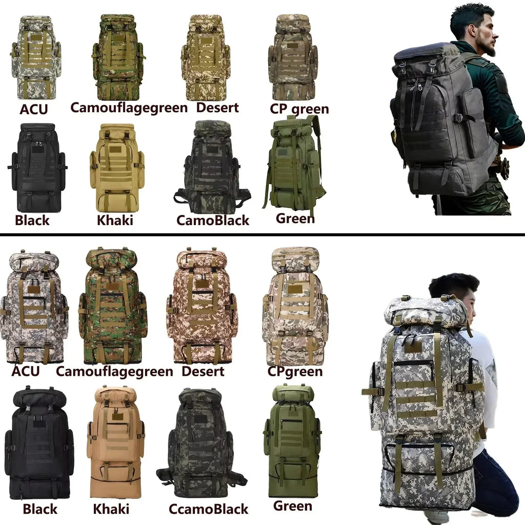 80L/100L  Mountaineering Bag Climb Bag Tactical Backpacks Large Backpack Outdoors Hiking Camping Travel Bags