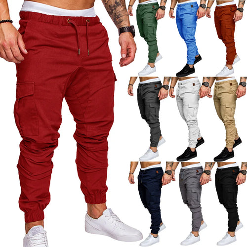 2025 new men's workwear pants, European and American men's loose straight casual pants, men's workwear pocket pants S-XXXL