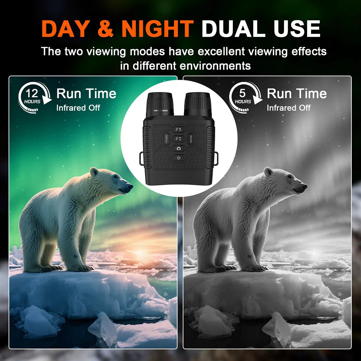 3'' Screen 2.5K Night Vision Binoculars 6X Digital Zoom With Tactical Light 2000mAh Infrared Night Vision Goggles for Camping